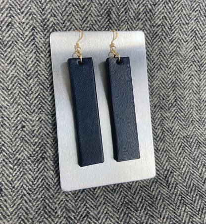 Rectangle earrings handcrafted full grain leather earrings with 14Kt gold hooks and findings made by a local artisan in New Hampshire, USA